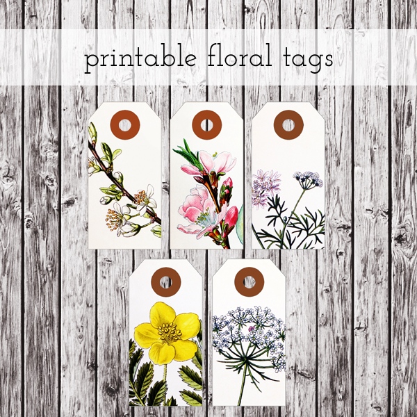 printable floral tags preview